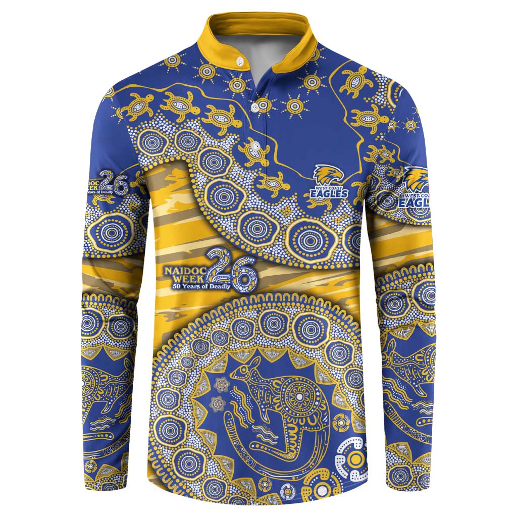 West Coast Eagles NAIDOC Week 2026 Button Sweatshirt Australian Aboriginal Dot Art Dreamtime Pattern Style