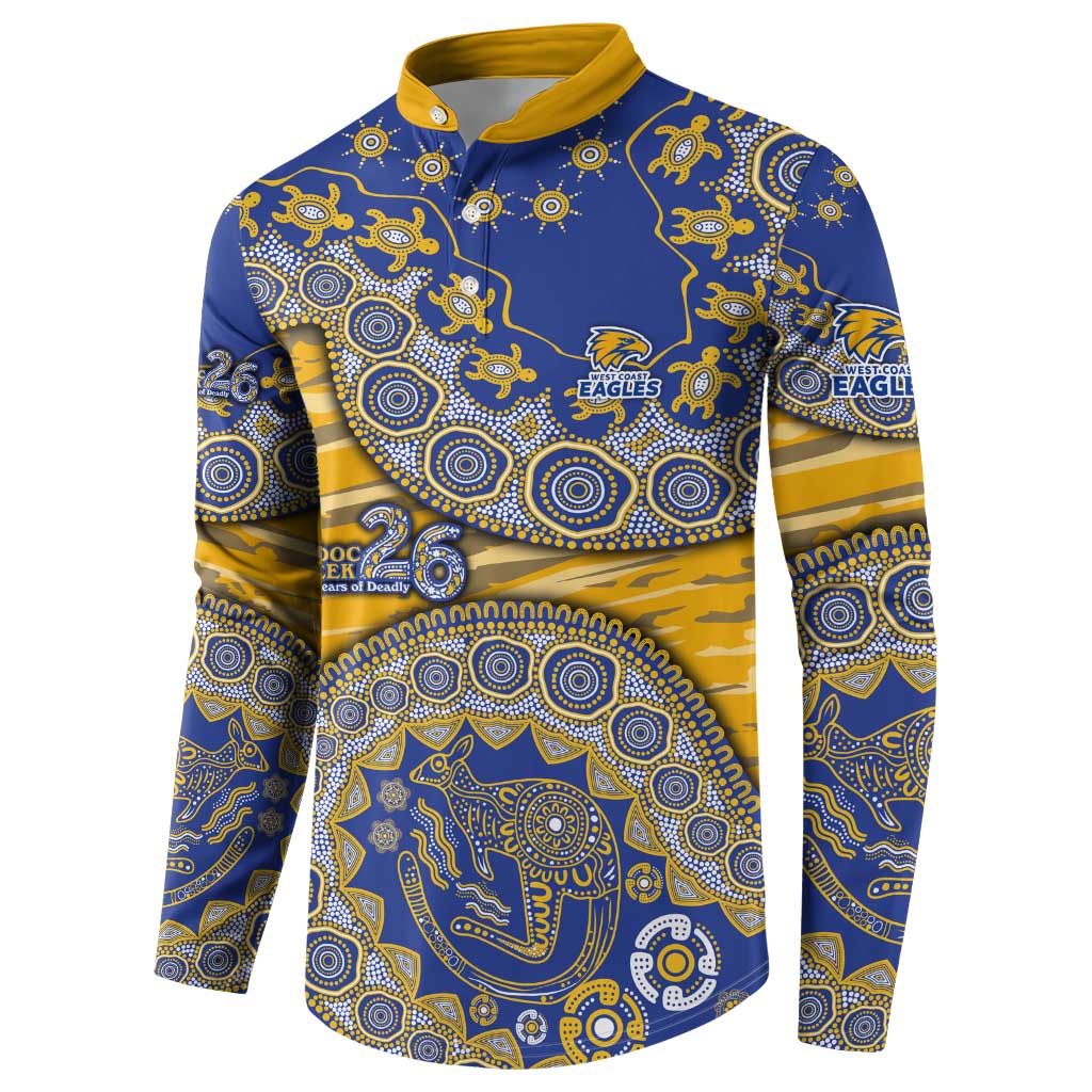 West Coast Eagles NAIDOC Week 2026 Button Sweatshirt Australian Aboriginal Dot Art Dreamtime Pattern Style