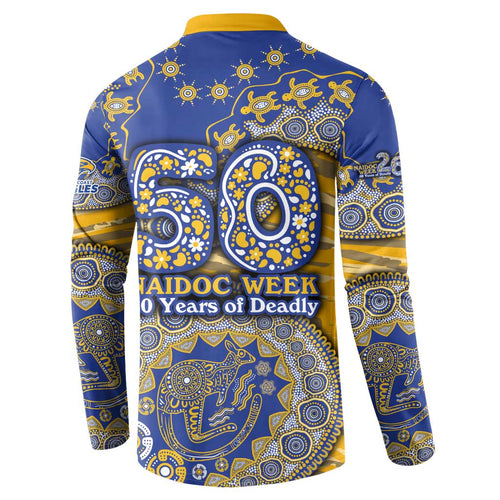 West Coast Eagles NAIDOC Week 2026 Button Sweatshirt Australian Aboriginal Dot Art Dreamtime Pattern Style