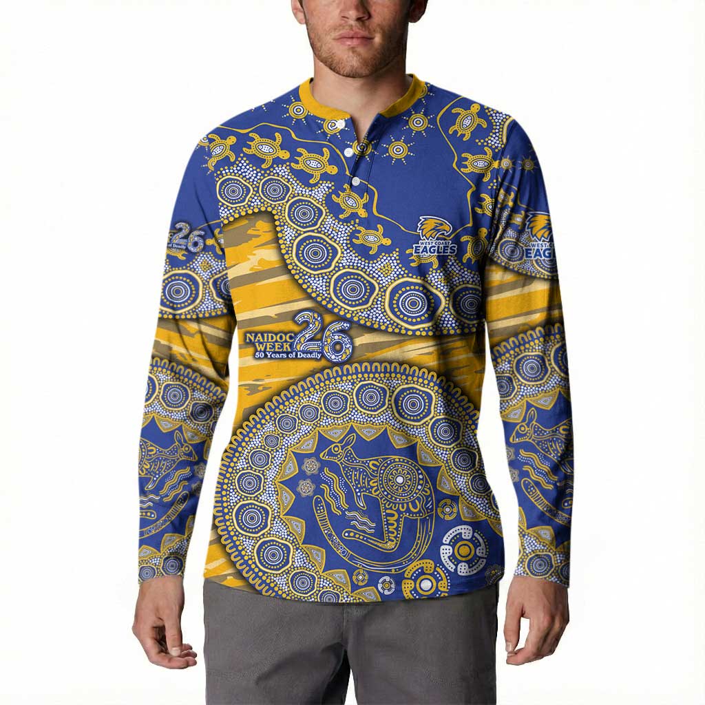 West Coast Eagles NAIDOC Week 2026 Button Sweatshirt Australian Aboriginal Dot Art Dreamtime Pattern Style