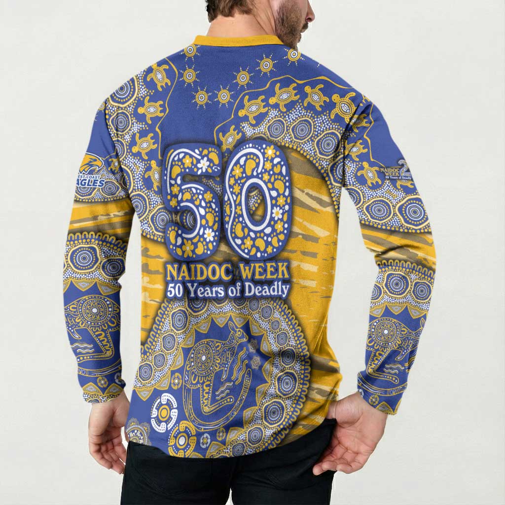 West Coast Eagles NAIDOC Week 2026 Button Sweatshirt Australian Aboriginal Dot Art Dreamtime Pattern Style