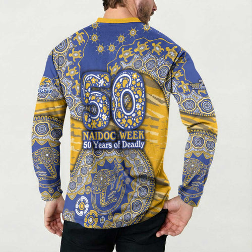 West Coast Eagles NAIDOC Week 2026 Button Sweatshirt Australian Aboriginal Dot Art Dreamtime Pattern Style