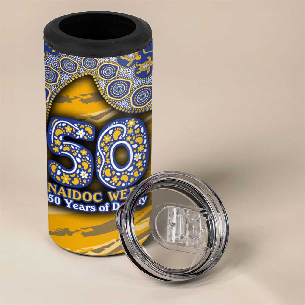 West Coast Eagles NAIDOC Week 2026 4 in 1 Can Cooler Tumbler Australian Aboriginal Dot Art Dreamtime Pattern Style