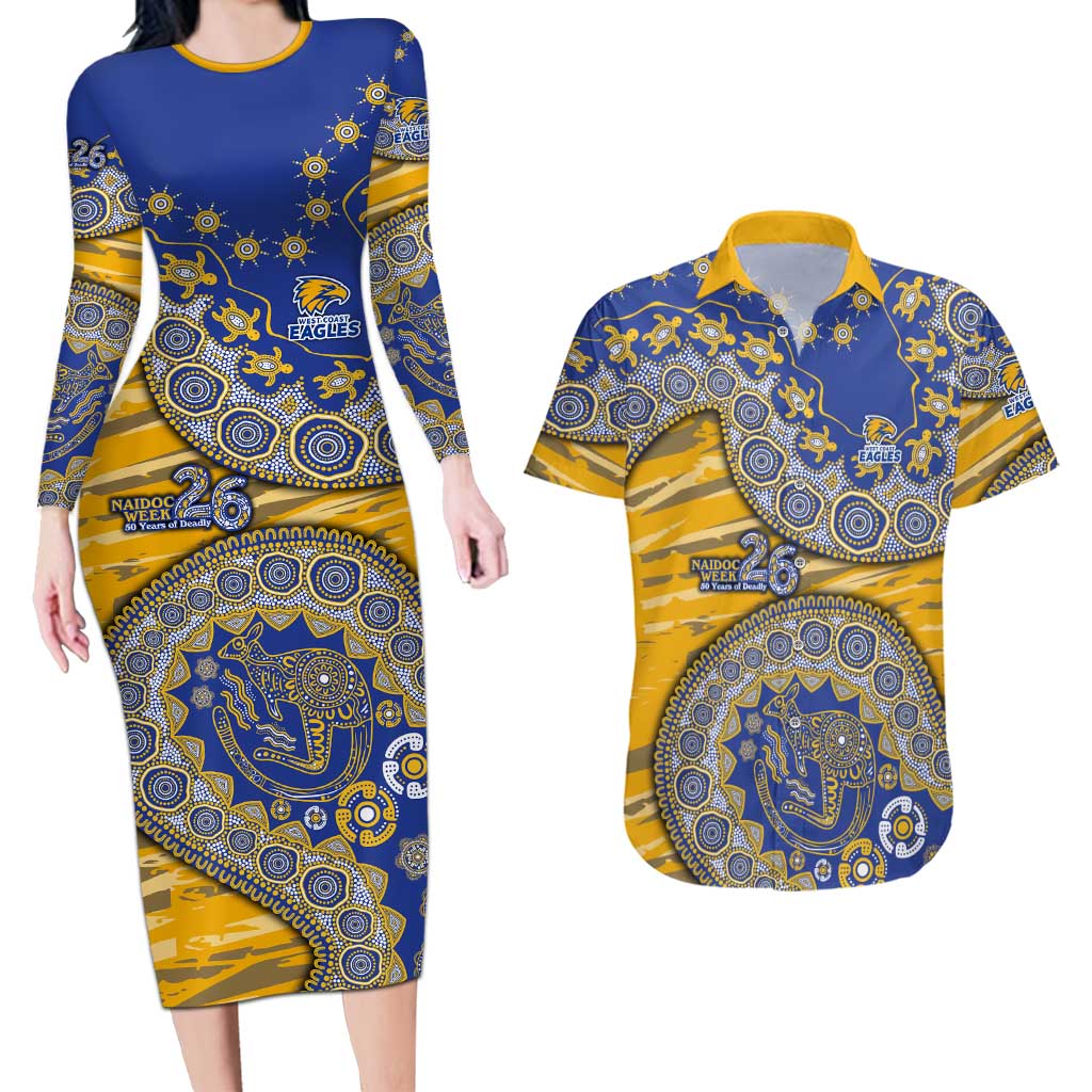 West Coast Eagles NAIDOC Week 2026 Couples Matching Long Sleeve Bodycon Dress and Hawaiian Shirt Australian Aboriginal Dot Art Dreamtime Pattern Style