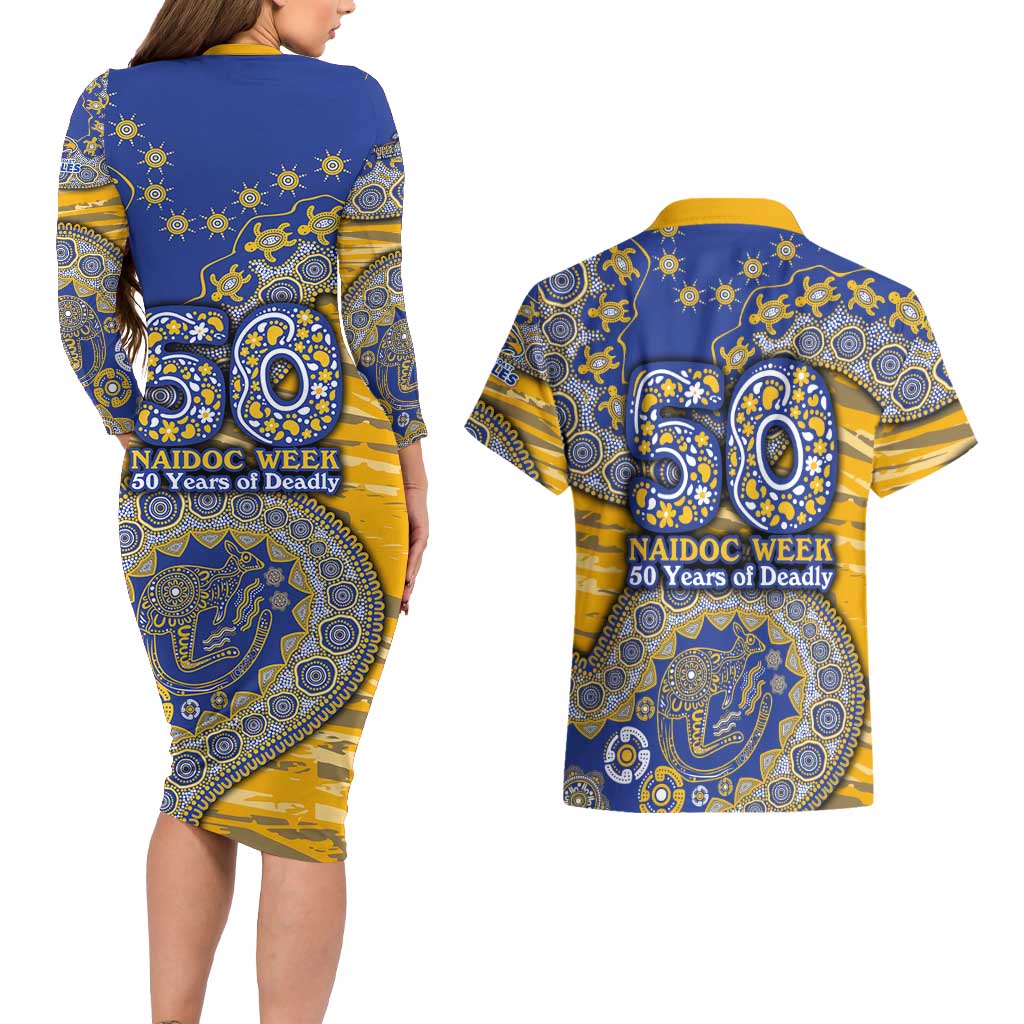 West Coast Eagles NAIDOC Week 2026 Couples Matching Long Sleeve Bodycon Dress and Hawaiian Shirt Australian Aboriginal Dot Art Dreamtime Pattern Style