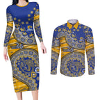 West Coast Eagles NAIDOC Week 2026 Couples Matching Long Sleeve Bodycon Dress and Long Sleeve Button Shirt Australian Aboriginal Dot Art Dreamtime Pattern Style
