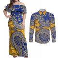 West Coast Eagles NAIDOC Week 2026 Couples Matching Off Shoulder Maxi Dress and Long Sleeve Button Shirt Australian Aboriginal Dot Art Dreamtime Pattern Style