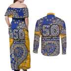West Coast Eagles NAIDOC Week 2026 Couples Matching Off Shoulder Maxi Dress and Long Sleeve Button Shirt Australian Aboriginal Dot Art Dreamtime Pattern Style