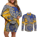 West Coast Eagles NAIDOC Week 2026 Couples Matching Off Shoulder Short Dress and Long Sleeve Button Shirt Australian Aboriginal Dot Art Dreamtime Pattern Style
