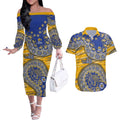 West Coast Eagles NAIDOC Week 2026 Couples Matching Off The Shoulder Long Sleeve Dress and Hawaiian Shirt Australian Aboriginal Dot Art Dreamtime Pattern Style