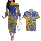 West Coast Eagles NAIDOC Week 2026 Couples Matching Off The Shoulder Long Sleeve Dress and Hawaiian Shirt Australian Aboriginal Dot Art Dreamtime Pattern Style