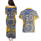 West Coast Eagles NAIDOC Week 2026 Couples Matching Puletasi and Hawaiian Shirt Australian Aboriginal Dot Art Dreamtime Pattern Style