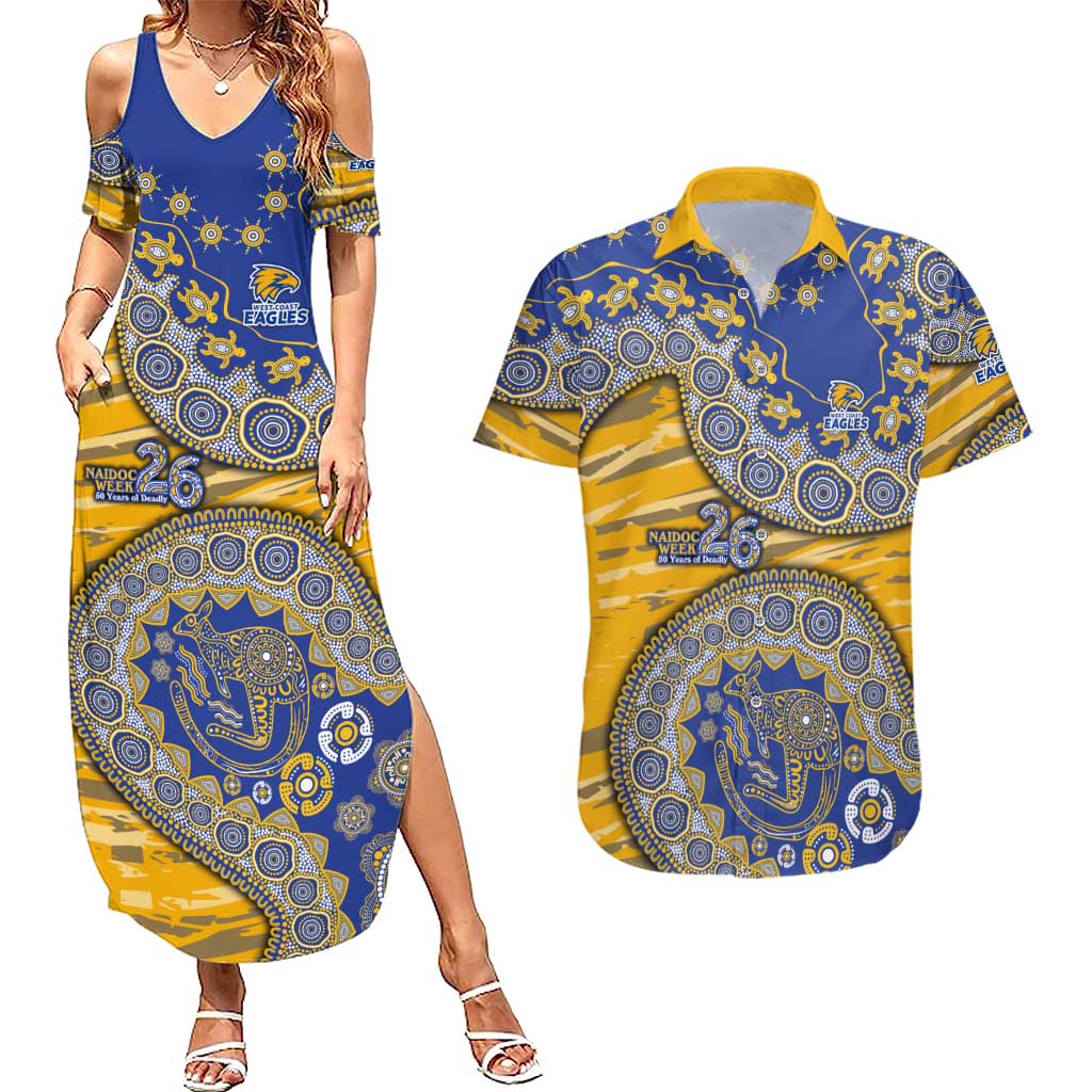 West Coast Eagles NAIDOC Week 2026 Couples Matching Summer Maxi Dress and Hawaiian Shirt Australian Aboriginal Dot Art Dreamtime Pattern Style