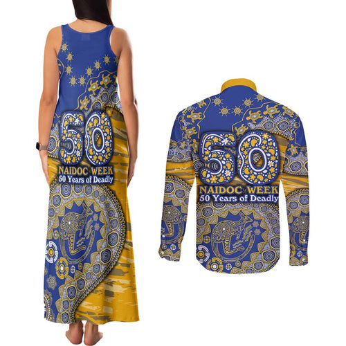 West Coast Eagles NAIDOC Week 2026 Couples Matching Tank Maxi Dress and Long Sleeve Button Shirt Australian Aboriginal Dot Art Dreamtime Pattern Style
