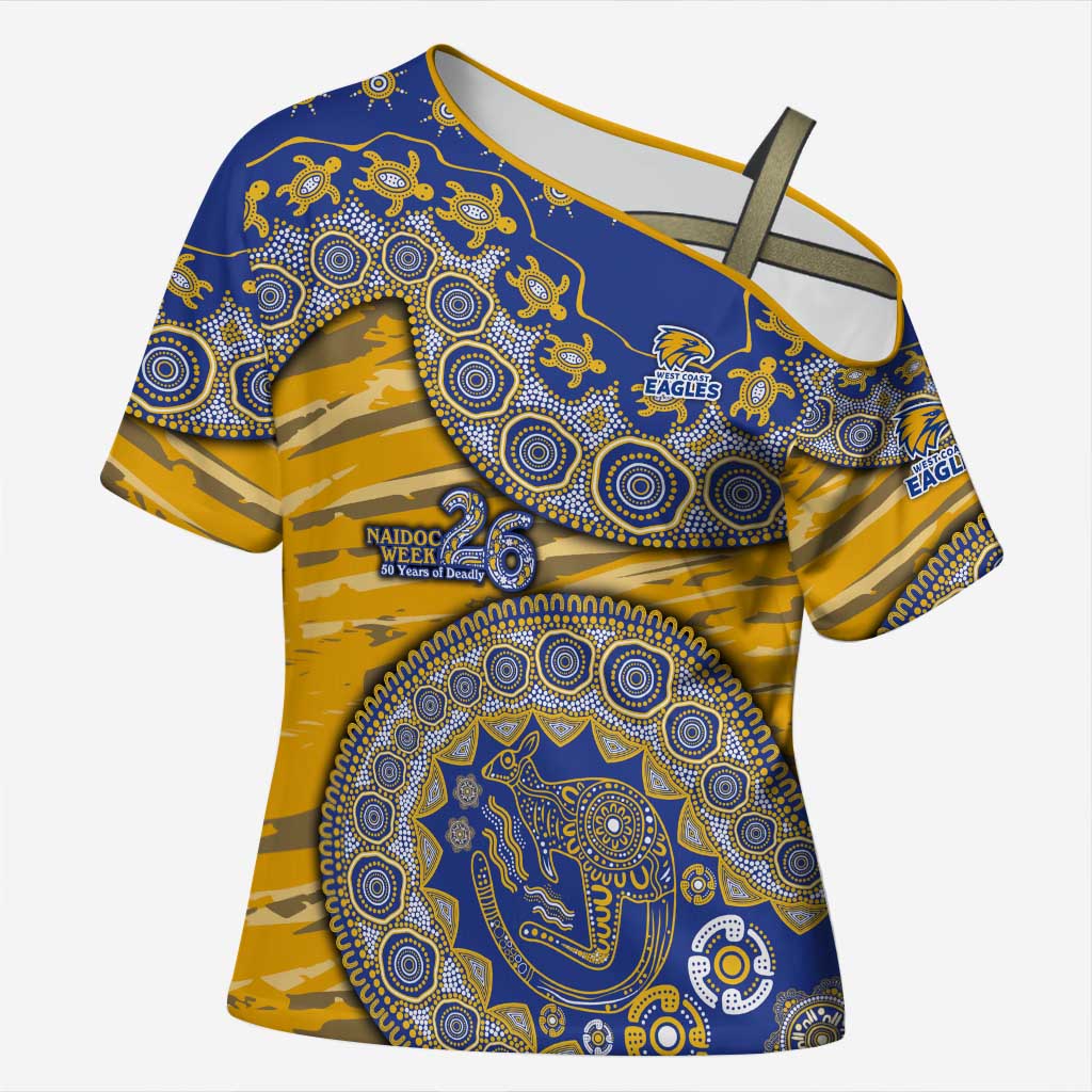 West Coast Eagles NAIDOC Week 2026 Cross Shoulder Shirt Australian Aboriginal Dot Art Dreamtime Pattern Style