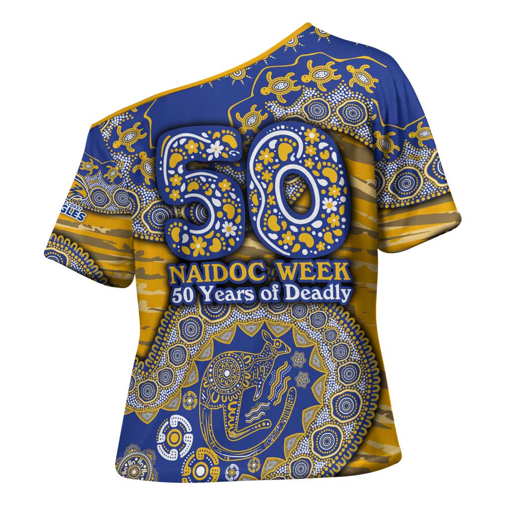 West Coast Eagles NAIDOC Week 2026 Cross Shoulder Shirt Australian Aboriginal Dot Art Dreamtime Pattern Style