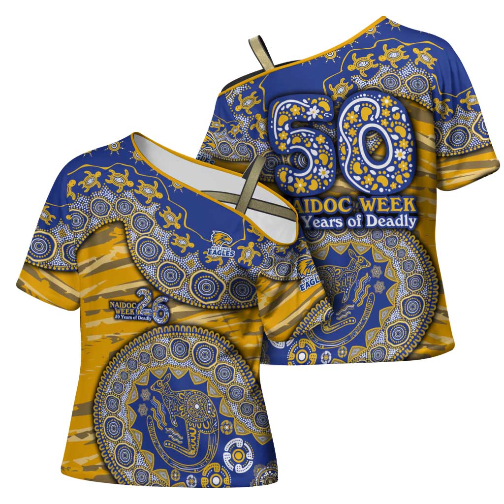 West Coast Eagles NAIDOC Week 2026 Cross Shoulder Shirt Australian Aboriginal Dot Art Dreamtime Pattern Style