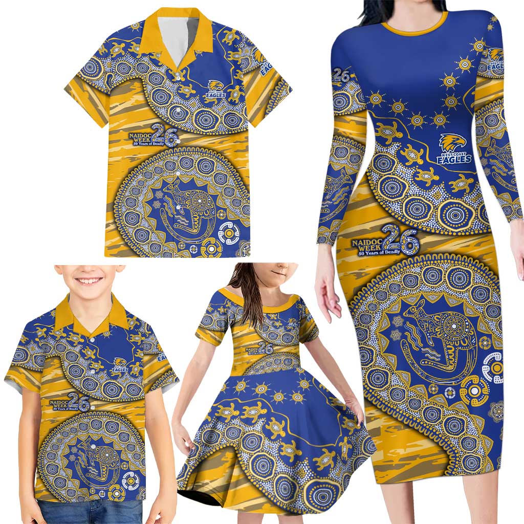 West Coast Eagles NAIDOC Week 2026 Family Matching Long Sleeve Bodycon Dress and Hawaiian Shirt Australian Aboriginal Dot Art Dreamtime Pattern Style