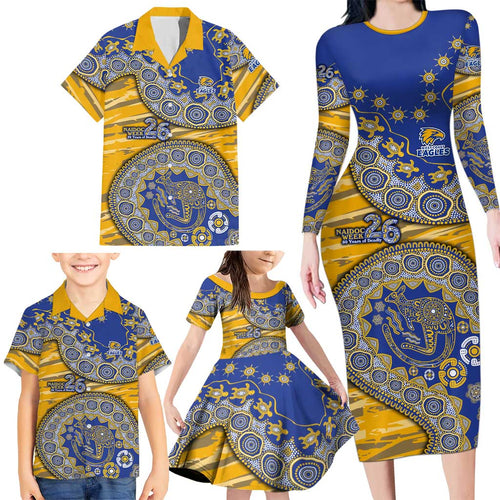 West Coast Eagles NAIDOC Week 2026 Family Matching Long Sleeve Bodycon Dress and Hawaiian Shirt Australian Aboriginal Dot Art Dreamtime Pattern Style