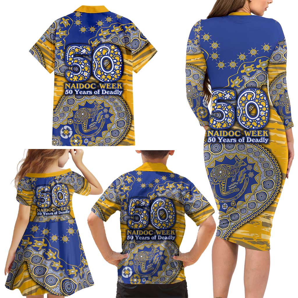 West Coast Eagles NAIDOC Week 2026 Family Matching Long Sleeve Bodycon Dress and Hawaiian Shirt Australian Aboriginal Dot Art Dreamtime Pattern Style