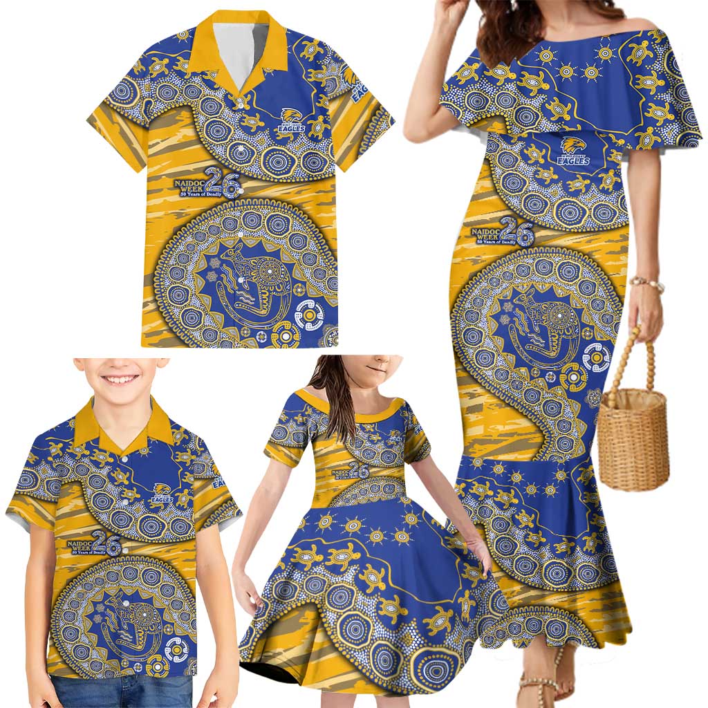 West Coast Eagles NAIDOC Week 2026 Family Matching Mermaid Dress and Hawaiian Shirt Australian Aboriginal Dot Art Dreamtime Pattern Style
