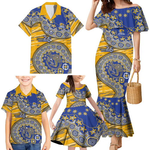 West Coast Eagles NAIDOC Week 2026 Family Matching Mermaid Dress and Hawaiian Shirt Australian Aboriginal Dot Art Dreamtime Pattern Style