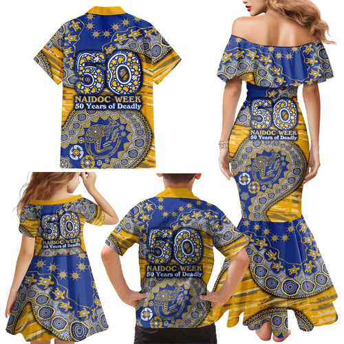 West Coast Eagles NAIDOC Week 2026 Family Matching Mermaid Dress and Hawaiian Shirt Australian Aboriginal Dot Art Dreamtime Pattern Style