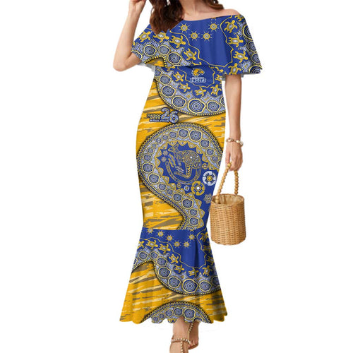 West Coast Eagles NAIDOC Week 2026 Family Matching Mermaid Dress and Hawaiian Shirt Australian Aboriginal Dot Art Dreamtime Pattern Style
