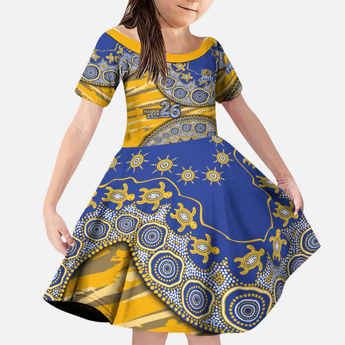 West Coast Eagles NAIDOC Week 2026 Family Matching Off The Shoulder Long Sleeve Dress and Hawaiian Shirt Australian Aboriginal Dot Art Dreamtime Pattern Style