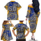 West Coast Eagles NAIDOC Week 2026 Family Matching Off The Shoulder Long Sleeve Dress and Hawaiian Shirt Australian Aboriginal Dot Art Dreamtime Pattern Style