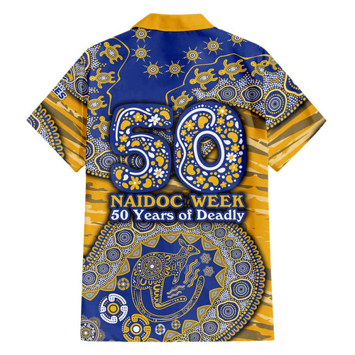 West Coast Eagles NAIDOC Week 2026 Family Matching Off The Shoulder Long Sleeve Dress and Hawaiian Shirt Australian Aboriginal Dot Art Dreamtime Pattern Style