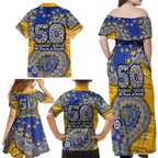 West Coast Eagles NAIDOC Week 2026 Family Matching Off Shoulder Maxi Dress and Hawaiian Shirt Australian Aboriginal Dot Art Dreamtime Pattern Style