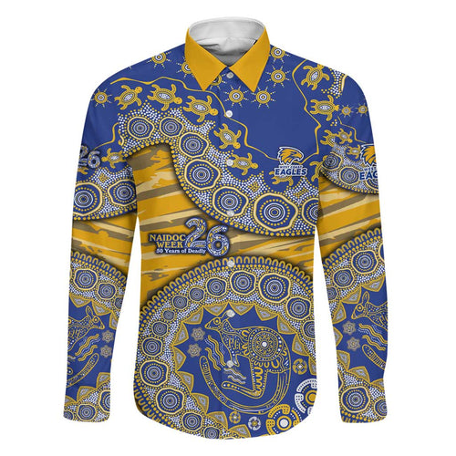 West Coast Eagles NAIDOC Week 2026 Family Matching Off Shoulder Short Dress and Hawaiian Shirt Australian Aboriginal Dot Art Dreamtime Pattern Style