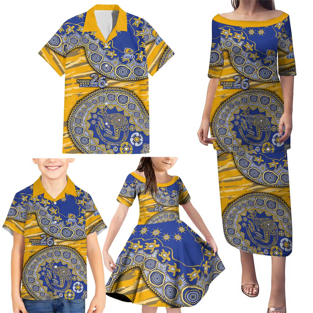 West Coast Eagles NAIDOC Week 2026 Family Matching Puletasi and Hawaiian Shirt Australian Aboriginal Dot Art Dreamtime Pattern Style