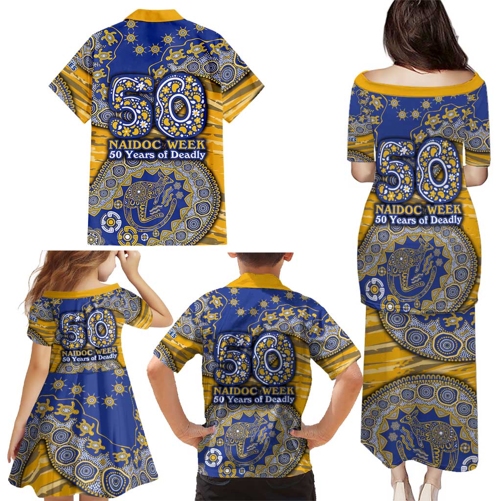 West Coast Eagles NAIDOC Week 2026 Family Matching Puletasi and Hawaiian Shirt Australian Aboriginal Dot Art Dreamtime Pattern Style