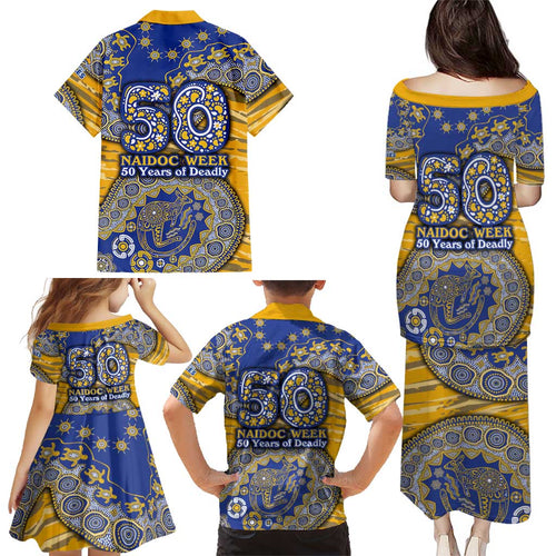 West Coast Eagles NAIDOC Week 2026 Family Matching Puletasi and Hawaiian Shirt Australian Aboriginal Dot Art Dreamtime Pattern Style
