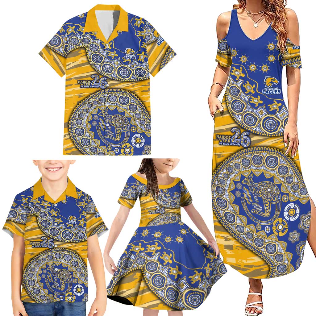 West Coast Eagles NAIDOC Week 2026 Family Matching Summer Maxi Dress and Hawaiian Shirt Australian Aboriginal Dot Art Dreamtime Pattern Style