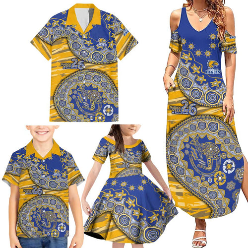 West Coast Eagles NAIDOC Week 2026 Family Matching Summer Maxi Dress and Hawaiian Shirt Australian Aboriginal Dot Art Dreamtime Pattern Style