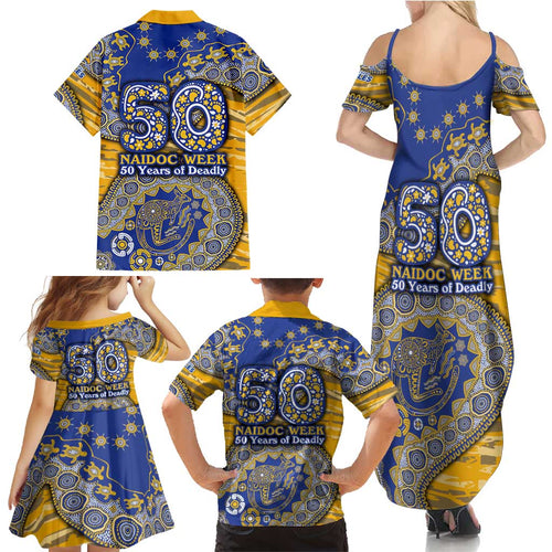West Coast Eagles NAIDOC Week 2026 Family Matching Summer Maxi Dress and Hawaiian Shirt Australian Aboriginal Dot Art Dreamtime Pattern Style