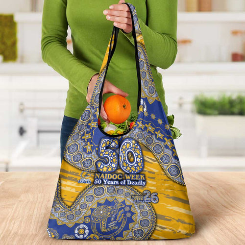 West Coast Eagles NAIDOC Week 2026 Grocery Bag Australian Aboriginal Dot Art Dreamtime Pattern Style