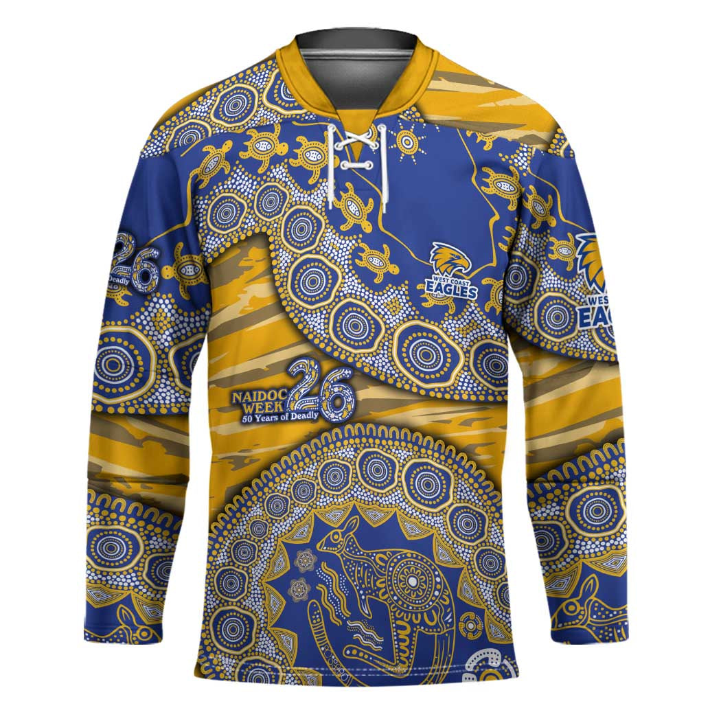 West Coast Eagles NAIDOC Week 2026 Hockey Jersey Australian Aboriginal Dot Art Dreamtime Pattern Style