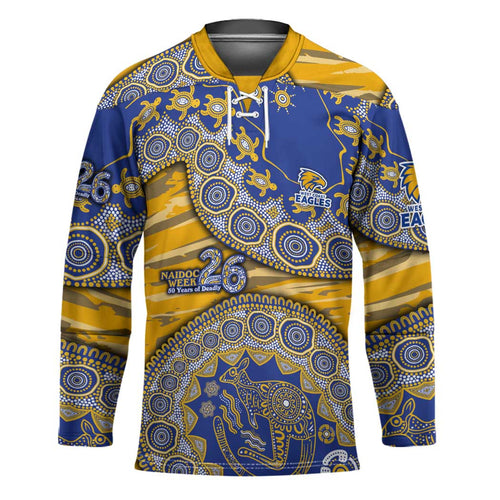 West Coast Eagles NAIDOC Week 2026 Hockey Jersey Australian Aboriginal Dot Art Dreamtime Pattern Style