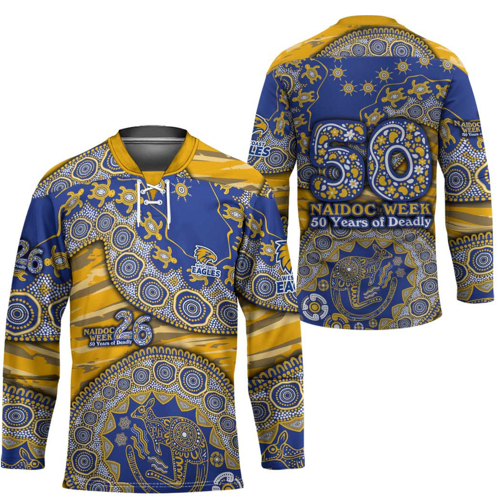 West Coast Eagles NAIDOC Week 2026 Hockey Jersey Australian Aboriginal Dot Art Dreamtime Pattern Style