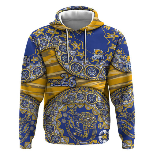 West Coast Eagles NAIDOC Week 2026 Hoodie Australian Aboriginal Dot Art Dreamtime Pattern Style