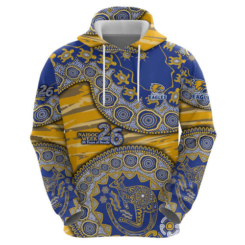 West Coast Eagles NAIDOC Week 2026 Hoodie Australian Aboriginal Dot Art Dreamtime Pattern Style