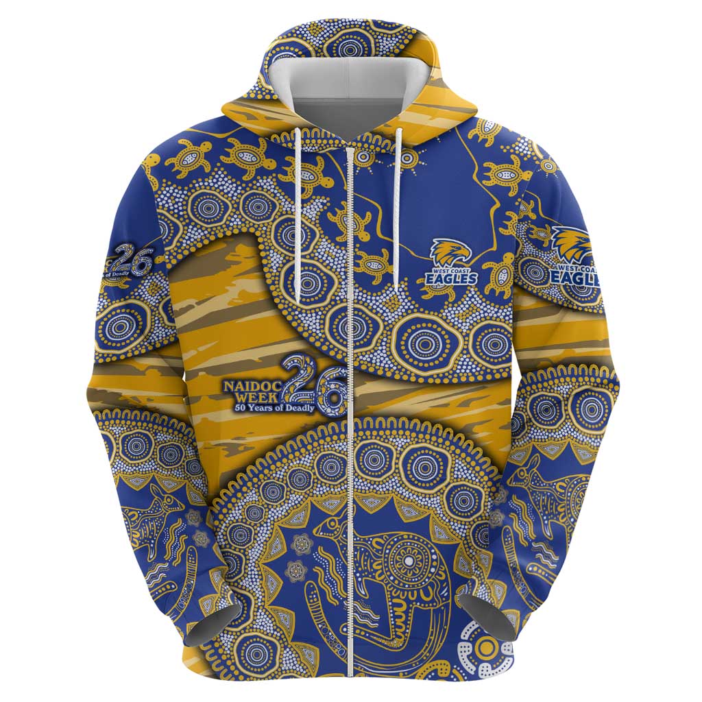West Coast Eagles NAIDOC Week 2026 Hoodie Australian Aboriginal Dot Art Dreamtime Pattern Style