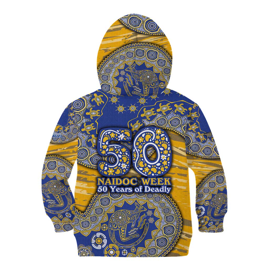 West Coast Eagles NAIDOC Week 2026 Kid Hoodie Australian Aboriginal Dot Art Dreamtime Pattern Style