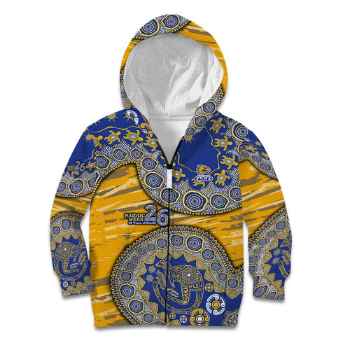 West Coast Eagles NAIDOC Week 2026 Kid Hoodie Australian Aboriginal Dot Art Dreamtime Pattern Style