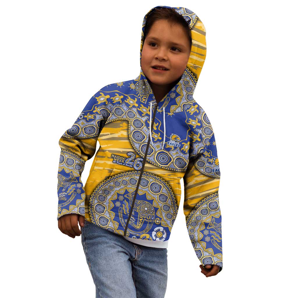 West Coast Eagles NAIDOC Week 2026 Kid Hoodie Australian Aboriginal Dot Art Dreamtime Pattern Style
