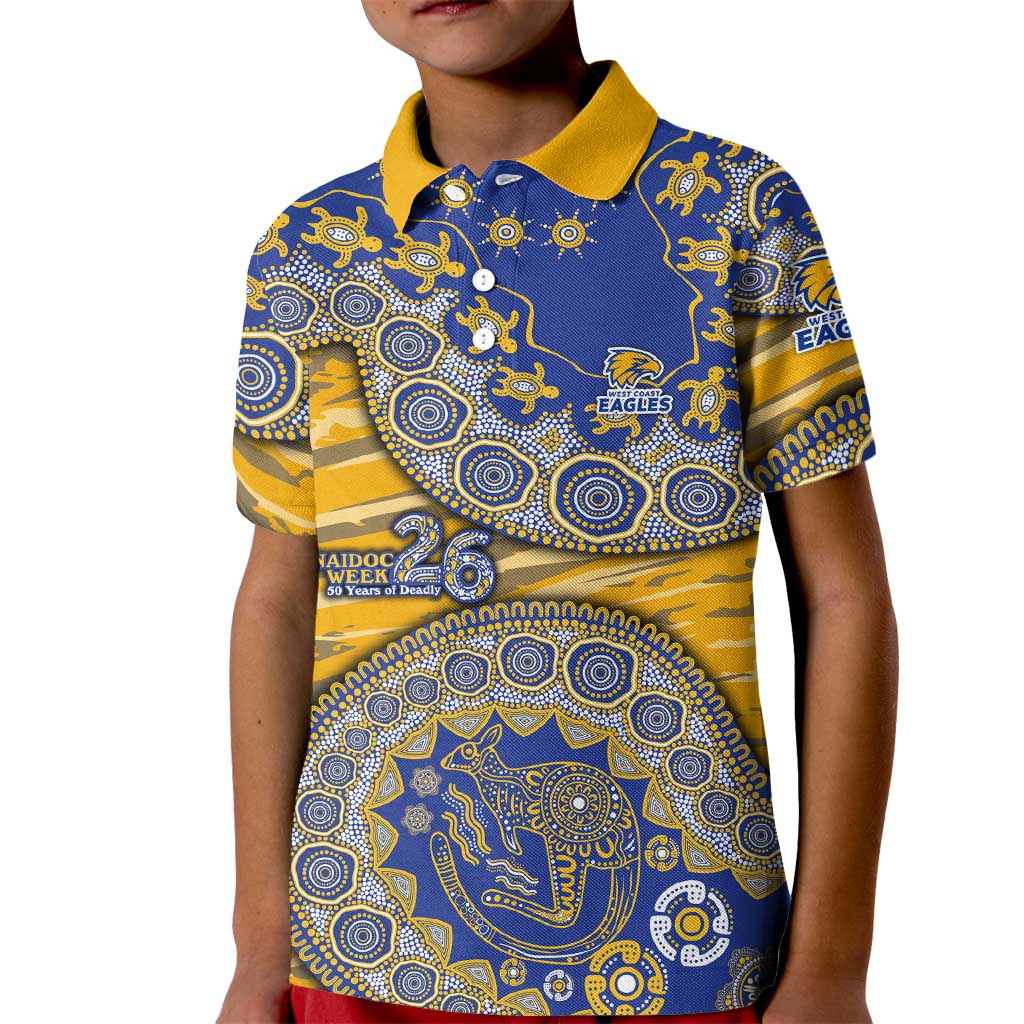 West Coast Eagles NAIDOC Week 2026 Kid Polo Shirt Australian Aboriginal Dot Art Dreamtime Pattern Style